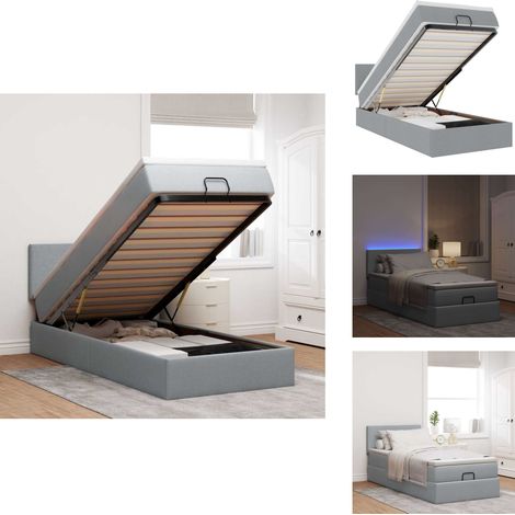 Lit ottoman avec matelas gris clair 100x200 cm tissu - Lit Ottoman - Lits Ottoman - Lit - Lit Avec Rangement (1/5)