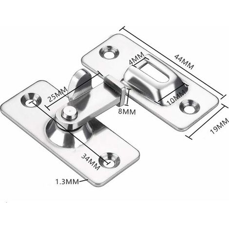 VURAHOME - Loquet de porte à 90 degrés, loquet d'angle de sécurité pour porte coulissante/poussée en acier inoxydable, nickel satiné (1/4)