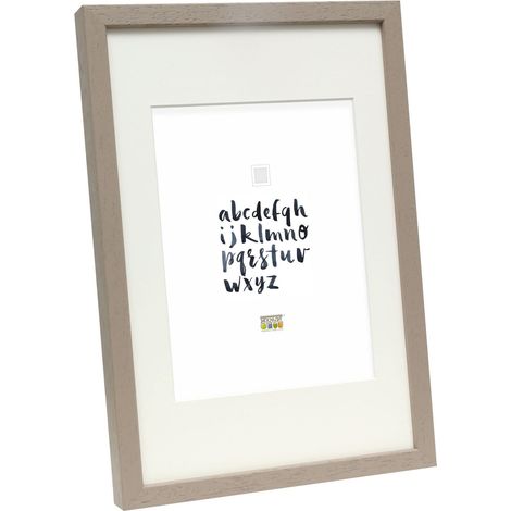 Cadre Photo avec Passepartout Bois Moulure Haut Taupe 13 x 18 (1/5)
