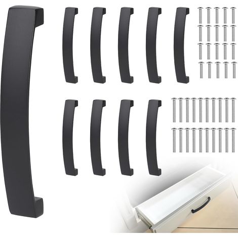 10 tiradores para muebles, tiradores para armarios de 128 mm, tiradores para cajones con tornillos, tiradores para puertas de armarios de cocina, tiradores para puertas de armarios de cocina (negro) (1/5)
