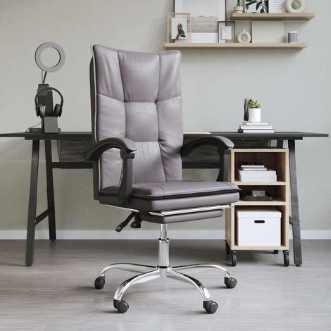vidaXL Silla de oficina reclinable cuero sintético gris (1/5)