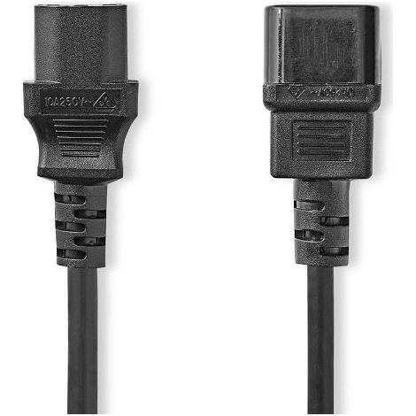 Cable de alimentacion iec 320 c14 iec 320 c13 recto recto niquelado 300 metros redondo pvc negro etiqueta (1/3)