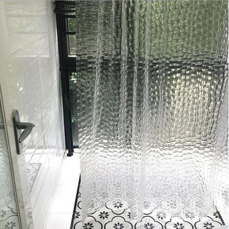 Wasserdichter EVA-Duschvorhang, 150×180 cm, verstärkt mit schimmelresistentem Material und ausgestattet mit einem perforierten Metallstreifen am unteren Rand, ideal zur Wahrung der Privatsphäre im Bad (1/5)
