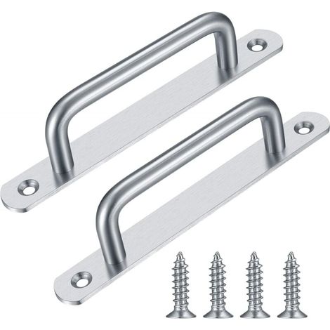 Piece Heavy Duty Barn Door Handles, Steel Sliding Door Handles, Silver Cast Iron Door Handles, Interior and Exterior Door Handles with Screws YMYNY