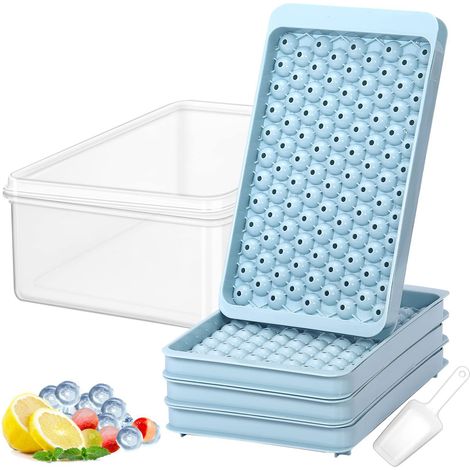 Moule à glaçons sphériques (avec couvercle en plastique), bac à glaçons 104 alvéoles à démoulage facile, boîte de congélation grande capacité – Idéal pour les fêtes et un usage quotidien (1/4)