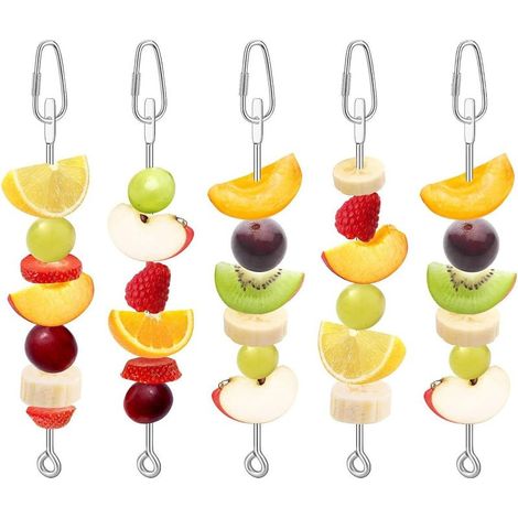 Ensemble de 5 brochettes pour perroquets, brochettes en acier inoxydable pour oiseaux, porte-fruits pour perroquets, porte-bâtonnets pour perroquets (1/5)