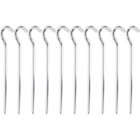Lot de 10 piquets de tente robustes en alliage d'aluminium avec crochet pour tente de camping/randonnée (1/5)