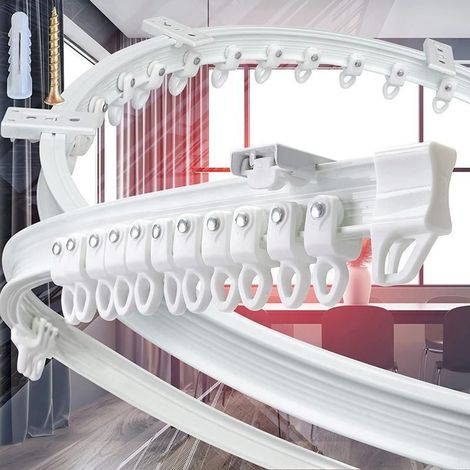 Meter langes gebogenes Gardinenschienen-Set, PVC-Schiene, geräuschlose Gleitschiene, flexible U-förmige Kunststoff-Führungsschiene (1/5)