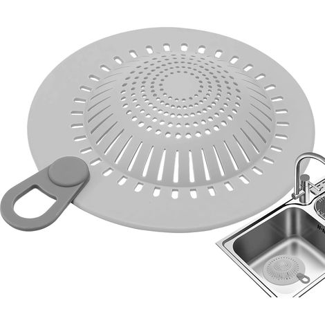 Silikon-Spülbeckensieb – 14,8 x 2,8 cm – Flexibel – Für Bad, Küche, Balkon – Haarfänger mit Griff für Spülbecken, Bodenablauf, Duschraum, Hotelzimmer (1/5)