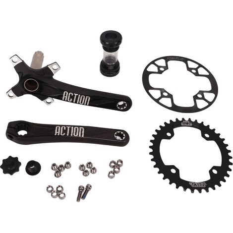 Hohlkurbelgarnitur für Mountainbikes, aus hochfester Aluminiumlegierung, mit Tretlager. (1/5)