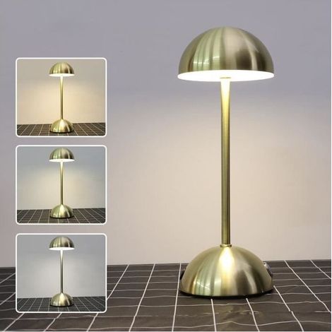 (Lumière triple teinte)Lampe de Bureau Tactile Chevet LED - OEMG - Trois Niveaux de Gradation - Rechargeable en Métal - Or (1/3)