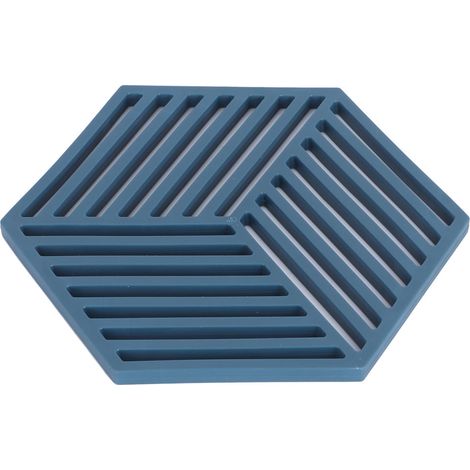 4er-Set hitzebeständige Tischsets, Untersetzer, Geschirrsets, Tassenunterlagen, Platzsets, Küchenutensilien, sechseckig gestreift, blau (1/5)