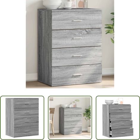 Holzwerkstoff - Sideboard Grau Sonoma 60x39x80 cm Holzwerkstoff (1/5)