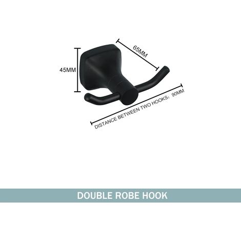 (Double patère) Ensemble d'accessoires de salle de bain noir mat, crochet mural en acier inoxydable, porte-papier toilette, barre porte-serviettes, suspension (1/5)