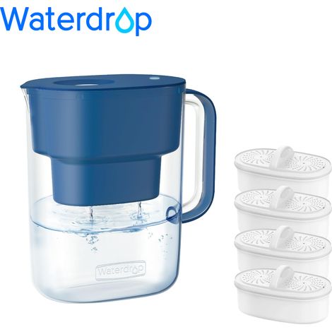 Waterdrop Lucid Water Filter Jug with 1×90 Day Filter, 3.5L, Reduces Limescale, Chlorine, Lead, Copper in Water, NSF Certified, BPA-Free, Classic Blue (With 4 Litre Filters) (1/5)