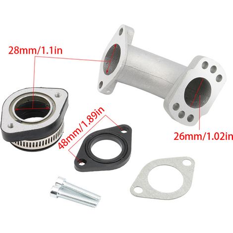 Intake manifold and neck adapter compatible with VM22/26 PE24 PE28 125-160CC LF YX carburetors (1/4)