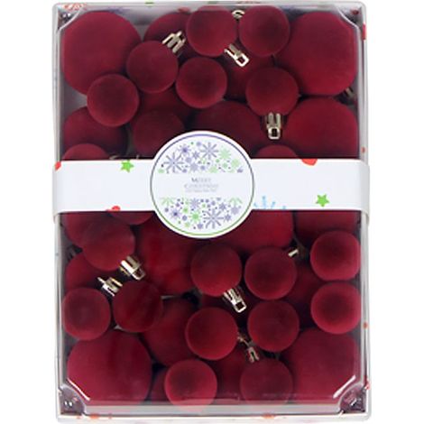 42 boules de Noël floquées - 3 cm/4 cm/5 cm - décorations de sapin de Noël et de fêtes en velours (1/3)
