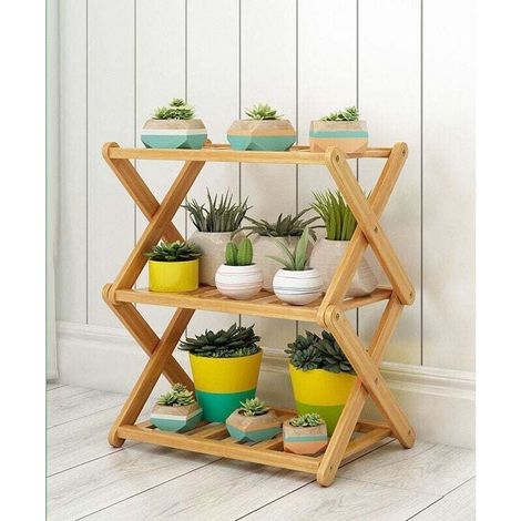 Étagère à Chaussures à 3 Niveaux, Étagère à Chaussures en Bambou Pliable, Convient pour la Maison, le Salon, le Balcon de 40 cm de Longueur (1/4)