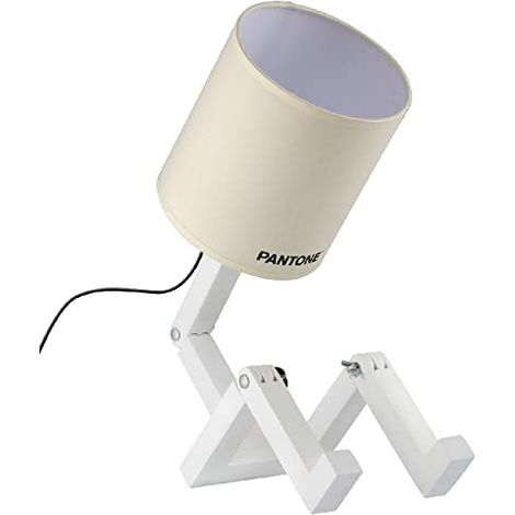 Lampe de Table - du Bureau, de la Table de Chevet - Sable, Blanc, Noir en Bois, Pvc, Métal, Tissu, 15 X 40 X 45 cm, 1 X E27, Max 100W (1/5)