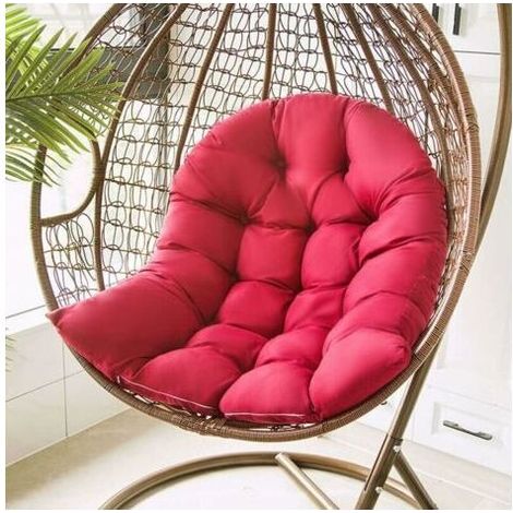Balançoire Suspendue Panier Coussin, Hanging Egg Chair Hammock Tapis Chaise Siège Amorti Fauteuil Coussin Déhoussable pour Patio Jardin, Grand Confort (Burgundy)Ne comprend pas le siège,de DEBUNS (1/4)