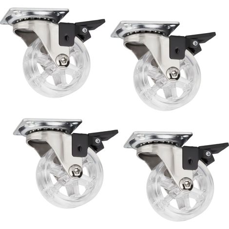 4er Set SO-TECH Design Möbelrollen RAPID Rollen-Ø 50 mm transparent mit Bremse Tragkraft 35 Kg