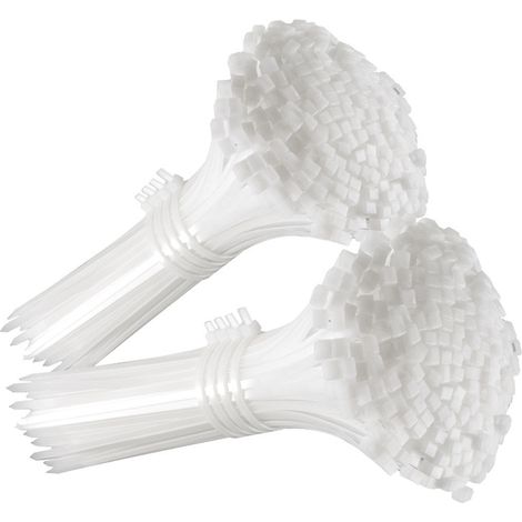 100 attaches en plastique blanc, 4 x 150 mm de large, 3,5 mm de diamètre (1/5)