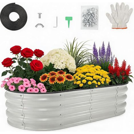 Bac de plantation surélevé métallique résistant aux intempéries, bac potager pour cultiver légumes, aromates et fleurs au jardin (1/5)