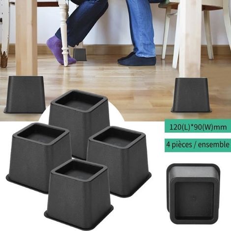Lot de 4 rehausseurs de lit ou de meuble Pied Rehausseur de Meuble Lit - Table - Bureau - Canapé-Chaise 3" (1/4)