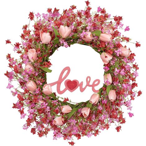 Guirlande Florale Artificielle - Motif Amour - Pour Décoration Murale Chambre ou Salle de Mariage - Diamètre 30 cm - 1 Pièce (1/5)