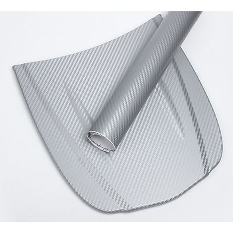 Film adhésif wrapping style fibre de carbone 3D épais PVC déco protection carrosserie auto argent 1.52m x 60cm autocollant rouleau (1/4)