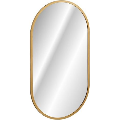 LED-Badezimmerspiegel in Gold, oval, 90x50 cm, ultradünn