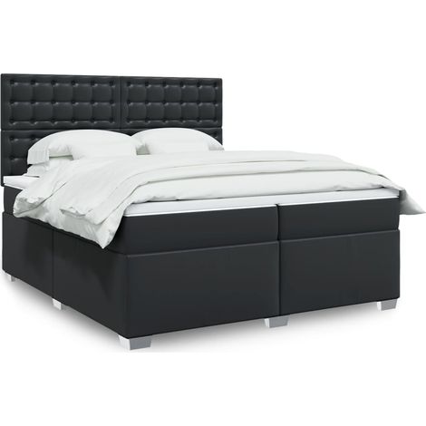 Boxspringbett mit Matratze Schwarz 200x200 cm Kunstleder