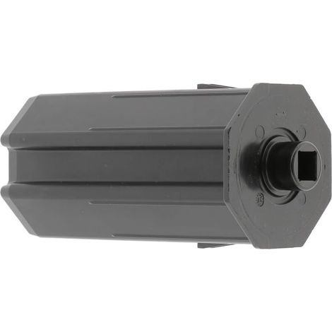 Embout de tube de volet roulant octogonal en PVC noir Fenêtre Sortie Baie vitrée Store, pour tube octogonal de 60 mm sortie carré de 10 mm avec nez Ø 18 mm (1/2)