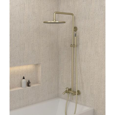 Columna de ducha y bañera en oro cepillado - Corbeau