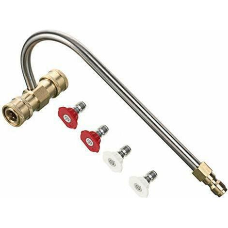 Nettoyeur De Gouttières Pour Nettoyeuse Haute Pression - 4 Embouts - Raccord Rapide 1/4 Pouces - Pression Maximale 4000 PSI - Cuivre Et Acier Inoxydable - 1 Pièce (1/5)