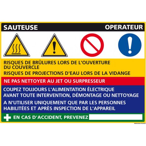Panneau Fiche de Poste Sauteuse (C1091) - Aluminium 2 mm - 300 x 210 mm