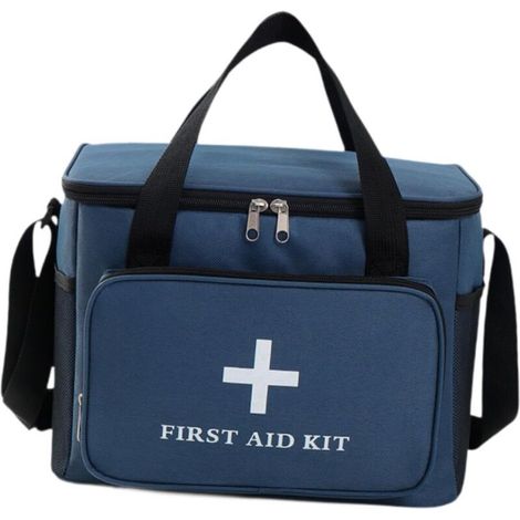 Trousse de premiers secours vide, grande capacité, légère, à plusieurs compartiments, idéale pour les activités de plein air et nautiques, bleue (1/4)
