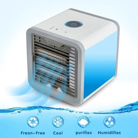 1 Refroidisseur d'air 3-en-1, Ventilateur portable, Humidificateur, Purificateur, Bureau, 3 vitesses