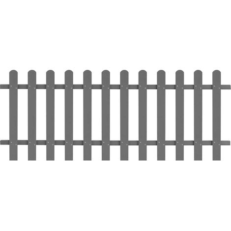 Clôture à piquets WPC 200 x 80 cm – Palissade en composite bois-plastique grise avec 12 lattes – Barrière décorative pour jardin, terrasse et bordure de fleurs (1/5)