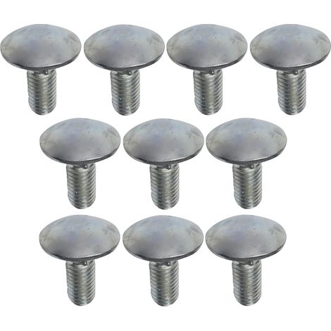 C49000 - Lot de 10 boulons de carrosserie/charrue à tête ronde à collet carré- M8x20mm - en acier zingué - DIN 603 (1/3)