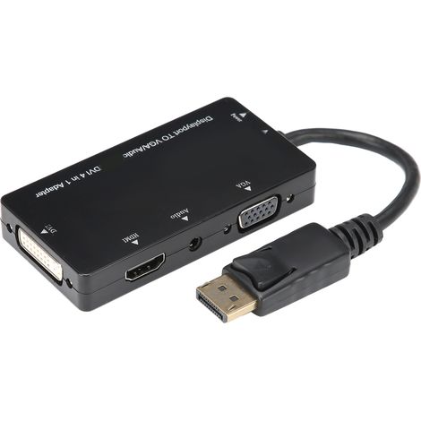 Câble adaptateur 4 en 1 DisplayPort vers HDMI/VGA/DVI/Audio multifonction (1/5)