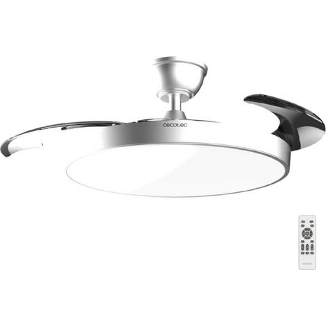 Cecotec Ventilador de Techo con Luz con Aspas Retráctiles EnergySilence Aero 300 Air Invisible Silver. 30W, Motor DC