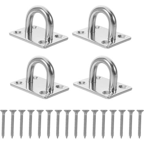 Lot de 4 Crochets Suspendre Muraux en Acier Inoxydable 304 M8 pour Hamac, Kit D’Accessoires Robustes 16 Vis, Fixation Solide pour Hamac Intérieur et Extérieur, (1/5)