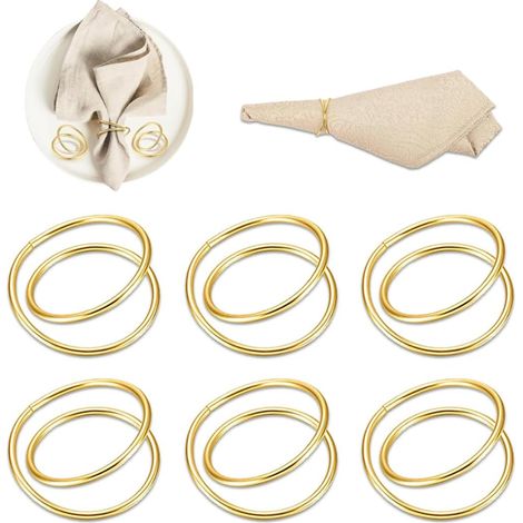 6pcs Anneaux de Serviette en Métal Doré pour Noël, Mariage, Fête, Anniversaire Dîner Décoration de Table (1/5)