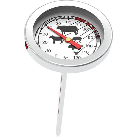 NOLUXA Thermomètre de Cuisson en Acier Inoxydable avec Échelle Graphique 0-120°C pour Cuire, Fumer et Cuire les Viandes (1/5)