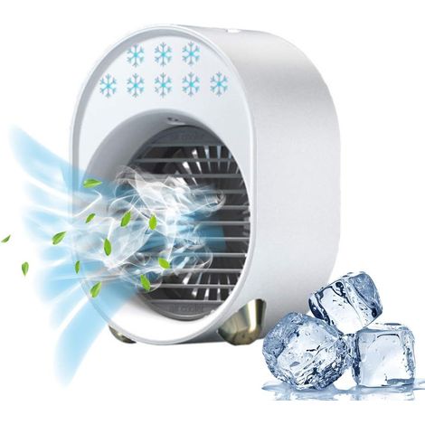 1 Climatiseur portable, Ventilateur silencieux, Batterie 3600mAh, Humidificateur 500ml, Bureau Maison (1/5)