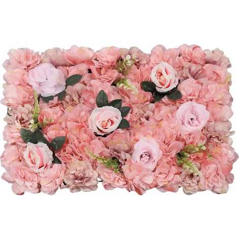 Panneau de Mur Floral, Décor Romantique pour la Maison, Fleurs Artificielles Vibrantes, Rose, M (1/2)