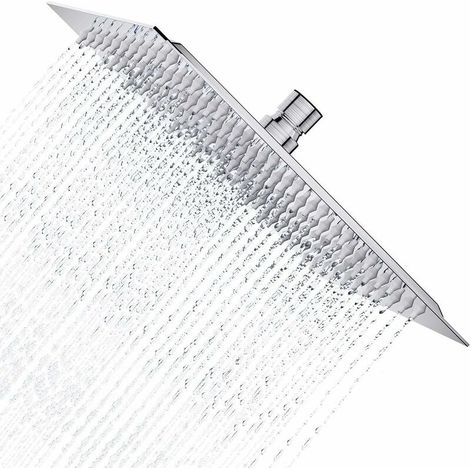 Pommeau de douche à effet pluie carré en acier inoxydable 304 ultra fin et puissant à haute pression pour salle de bain (nickel brossé) (8 pouces, 121 jets) (1/5)