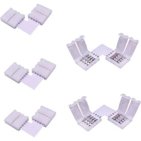 Lot de 5 Connecteurs/ Raccords Rapides en L à Ruban LED RGB 5050 Connecteur d'angle de Bande LED Connecteur à Angle Droit 4 Broches pour SMD 5050 RGB LED Strip de 10mm de Large [Classe énergétique A++