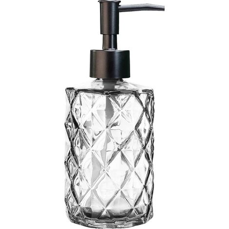 Distributeur de savon en verre, motif diamant, distributeur de savon multifonctionnel (transparent) (1/5)
